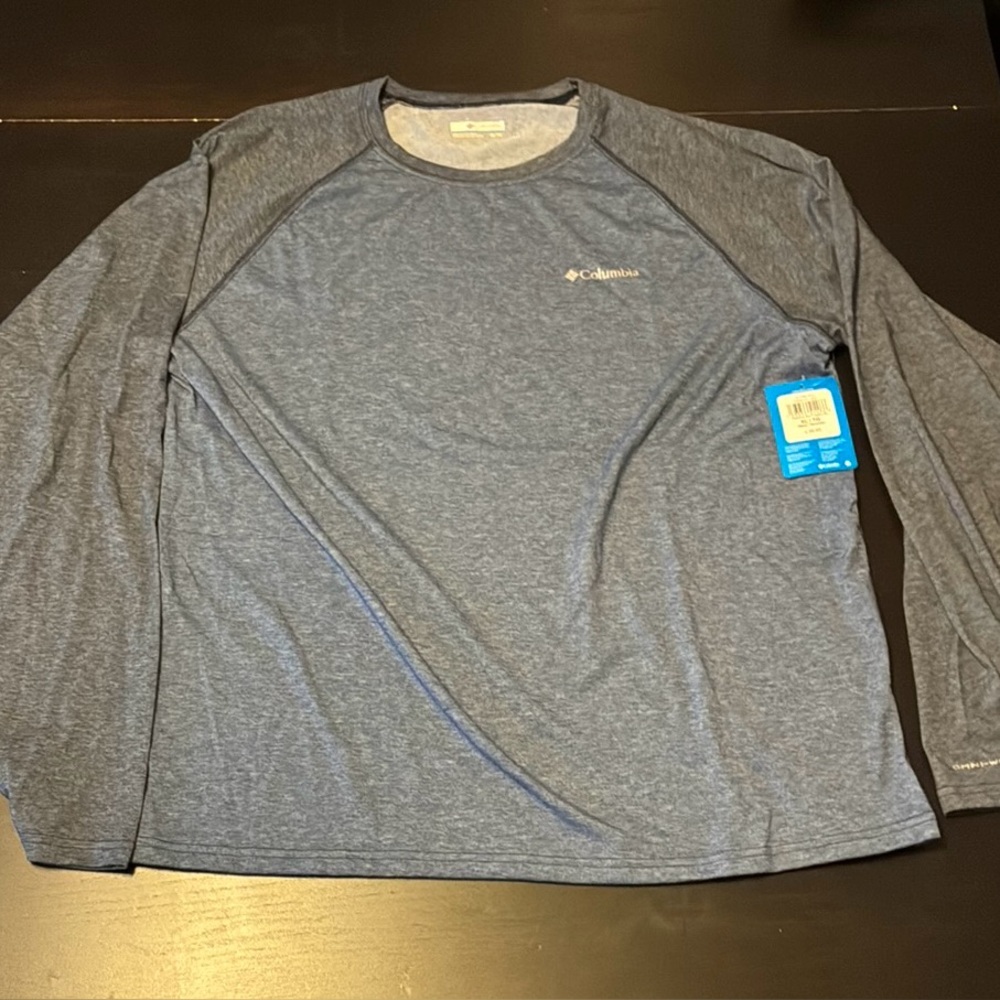 Columbia Men's Heathered Blue Long Sleeve Tee Omni-Wick